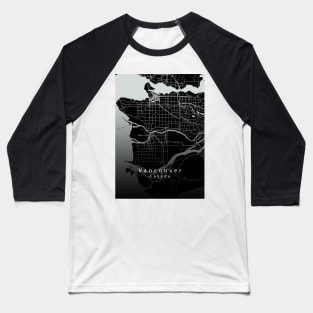 Vancouver Canada City Map dark Baseball T-Shirt